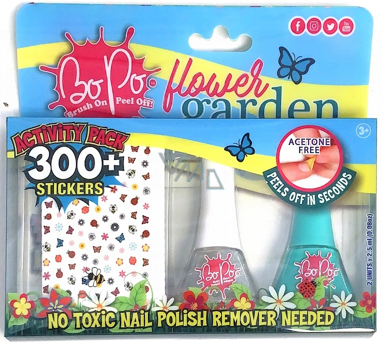 BoPo Flower nail polish peel silver 2,5 ml + nail polish peel dark
