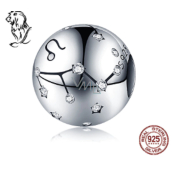Leo zodiac sign, pendant for bracelet silver + cubic zirconia, ball 9 mm 1 piece