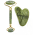 Jade Gua Sha 5 x 8 cm + massage roller 14 x 5,5 cm reduces wrinkles, swelling, improves skin elasticity, set without packaging