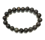 Opal black bracelet elastic natural stone, ball 9 - 9,8 mm / 16 - 17 cm, lucky stone