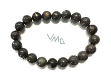 Opal black bracelet elastic natural stone, ball 9 - 9,8 mm / 16 - 17 cm, lucky stone