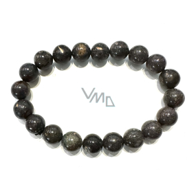 Opal black bracelet elastic natural stone, ball 9 - 9,8 mm / 16 - 17 cm, lucky stone