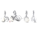 Charm Sterling silver 925 White rose in flower 2in1, love bracelet pendant