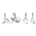 Charm Sterling silver 925 White rose in flower 2in1, love bracelet pendant
