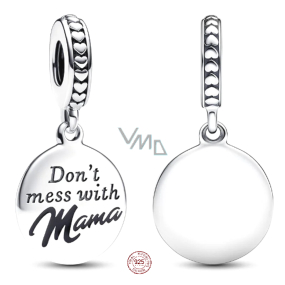 Charm Sterling Silver 925 Mama - Don't Mess with Mom, Engravable Pendant Family Bracelet
