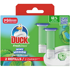 Duck Fresh Discs Mint Mission toilet block with mint and lime scent refill 2x36 ml