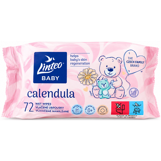 Linteo Baby Moist Wipes with Marigold Extract, 72 pcs