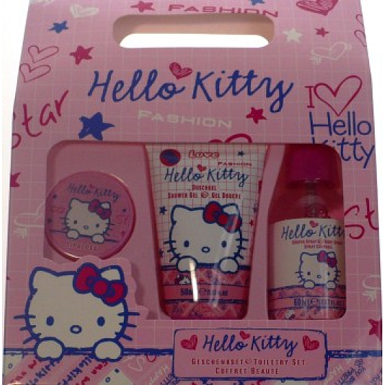 Hello Kitty Body Spray + Shower Gel + Lip Gloss for Girls Gift Set
