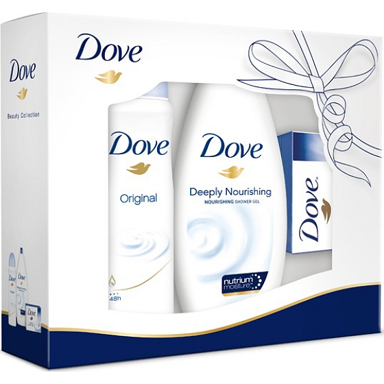 Dove Original antiperspirant deodorant spray for women 150 ml + shower gel 250 ml + toilet soap 100 g, cosmetic set