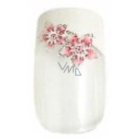 Diva & Nice Natureasy Nails Decorated adhesive nails clear with white-pink application 24 pieces + glue 2 g