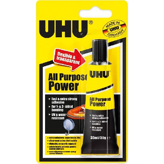 Uhu All Purpose Power Clear Universal Waterproof Contact Adhesive 33 ml