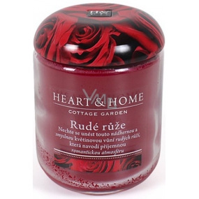 Heart & Home Red rose Soy scented candle big burns up to 70 hours 310 g