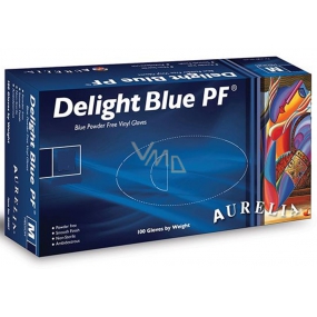 Aurelia Delight Blue PF Disposable vinyl gloves without powder size XL box 100 pieces