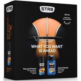 Str8 Thermal Protect 48h antiperspirant deodorant spray for men 150 ml + Active Reload shower gel 250 ml, cosmetic set
