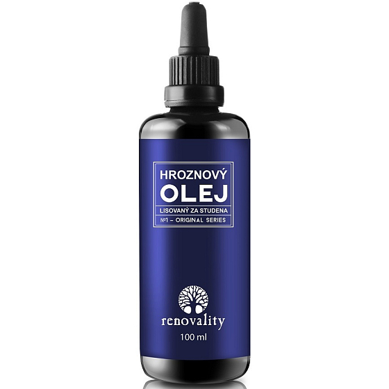 Renovality Cold pressed grape oil from seeds for oily and combination skin and hair care 100 ml with pipette