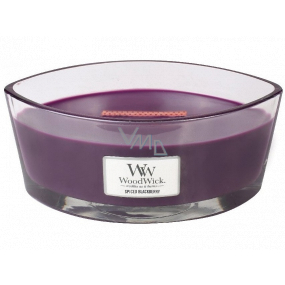 WoodWick Spiced Blackberry - Spicy blackberry scented candle with wooden wick and glass boat lid 453 g