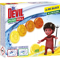 Dr. Devil WC Push Pull Gel Lemon Fresh Toilet Block without Basket, 2 × 20 g