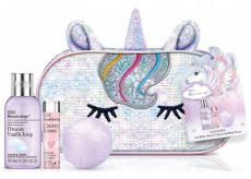 Baylis & Harding Beauticology Unicorn shower cream 60 ml + sparkling bath ball 45 g + lip balm 5 g + school pencil case, cosmetic set