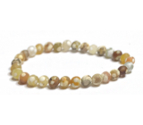 Agate fiery matt natur yellow bracelet elastic natural stone, ball 6 mm / 16 - 17 cm