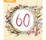 Nekupto Anniversary card 60 years 150 x 150 mm Orange with flowers