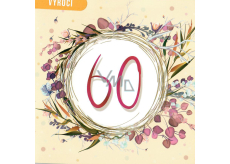 Nekupto Anniversary card 60 years 150 x 150 mm Orange with flowers