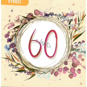 Nekupto Anniversary card 60 years 150 x 150 mm Orange with flowers