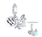 Sterling silver 925 Luminous - Firefly glowing in the dark - You are the light of my life, 2in1 pendant bracelet, animal