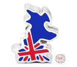 Charm Sterling Silver 925 England Flag - Map, Travel Bracelet Bead
