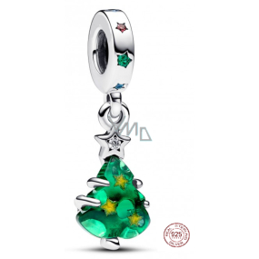 Charm Sterling silver 925 Glittering Christmas tree, Christmas bead bracelet