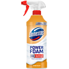 Domestos Foam Cleaner for Toilets and Bathrooms Power Foam Citrus Blast, 435 ml