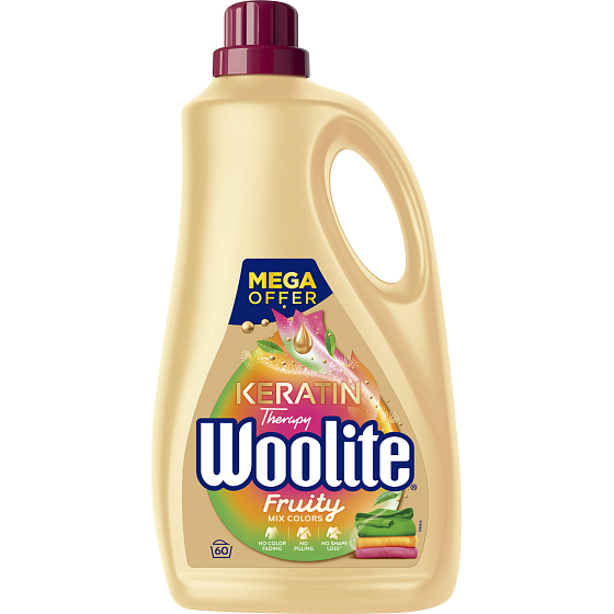 Woolite Keratin Therapy Fruity Mix Colors Washing Gel, 3.6 L, 60 Loads