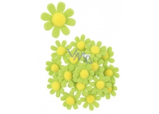 Felt flowers with green decoration sticker 3.5 cm in a box of 18 pieces