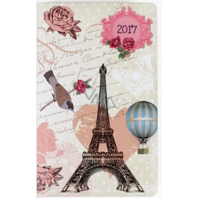 Albi Pocket diary weekly Eiffel tower with roses 9.5 cm × 15.5 cm × 1.1 cm