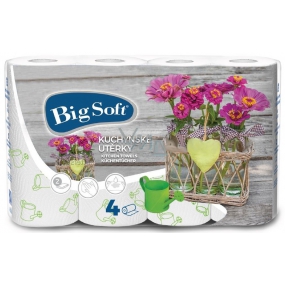Big Soft Spring paper kitchen towels with print 2 layers 4 pieces
