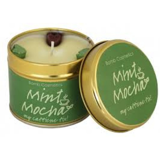 Bomb Cosmetics Mint Mocha A scented natural, handmade candle in a tin can burn for up to 35 hours