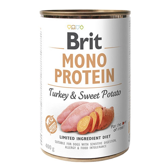 Brit Mono Protein Turkey with sweet potatoes 100% pure turkey protein complete dog food 400 g