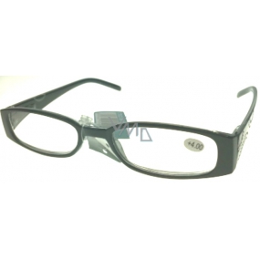 Berkeley Reading Prescription Glasses +4.0 plastic black side with rhinestones 1 piece MC2154