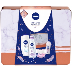 Nivea Wellness Moments Creme Soft shower gel 250 ml + soothing micellar water 200 ml + Black & White Clear antiperspirant roll-on 50 ml + Care soothing cream 200 ml + tin box, cosmetic set