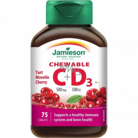 Jamieson Vitamins C and D3 500 mg / 500 IU cherry-flavored sucking tablets 75 tablets