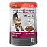 Nutrilove Stewed fillets with juicy beef in jelly complete cat food pouch 85 g