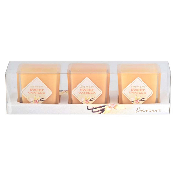 Emocio Sweet Vanilla scented candle glass 51 x 51 x 52 mm 3 pieces