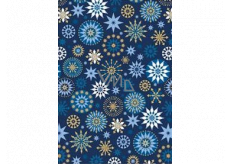 Ditipo Gift wrapping paper 70 x 200 cm Christmas blue blue-gold snowflakes