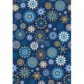 Ditipo Gift wrapping paper 70 x 200 cm Christmas blue blue-gold snowflakes