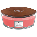 WoodWick Melon & Pink Quartz - Watermelon and pink quartz scented candle with wooden wide wick and glass ship lid 453 g