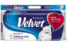 Velvet White Soft Soft White Toilet Paper 162 shreds 3 ply 8 pcs
