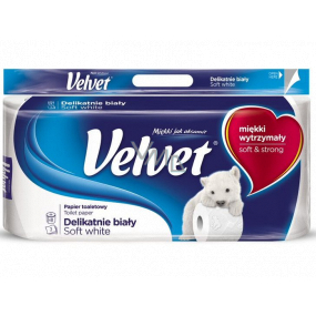 Velvet White Soft Soft White Toilet Paper 162 shreds 3 ply 8 pcs