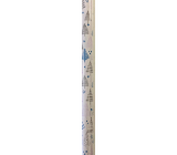 Ditipo Silent Winter Dárkový balicí papír 70 x 200 cm Bílý se stříbrnými, modrými a růžovými stromky