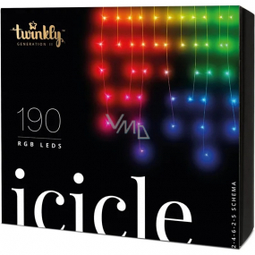 Twinkly Icicle Multi Color smart lights 190 pieces controlled via app coloured 5 m