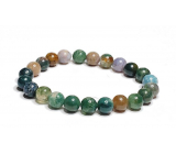 Agate Indian bracelet elastic natural stone, ball 8 mm / 16 - 17 cm, symbolizes the element of earth