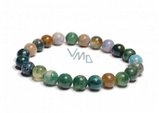 Agate Indian bracelet elastic natural stone, ball 8 mm / 16 - 17 cm, symbolizes the element of earth